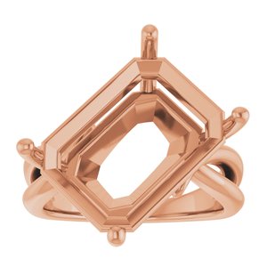 10K Rose Gold 16x12 mm Emerald Ring Mounting – image 6
