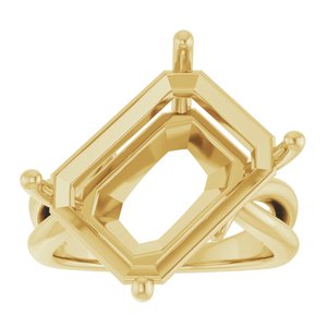 10K Yellow Gold 16x12 mm Emerald Ring Mounting – image 6