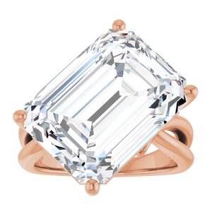 10K Rose Gold 16x12 mm Emerald Ring Mounting – image 5