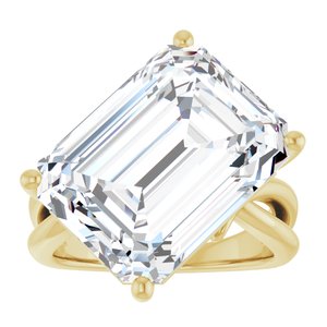 14K Yellow Gold 16x12 mm Emerald Ring Mounting – image 5