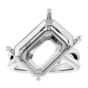 14K X1 White Gold 16x12 mm Emerald Ring Mounting – image 6