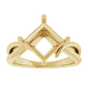 10K Yellow Gold 8x8 mm Square Ring Mounting – image 6