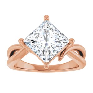14K Rose Gold 8x8 mm Square Ring Mounting – image 5