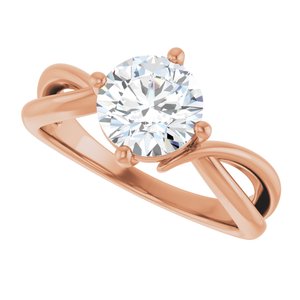 18K Rose Gold 7.4 mm Round Ring Mounting – image 8