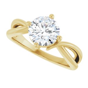 18K Yellow Gold 7.4 mm Round Ring Mounting – image 8