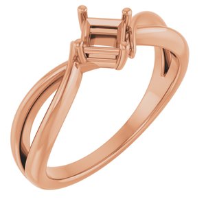 10K Rose Gold 3.75x3.75 mm Square Ring Mounting – image 2