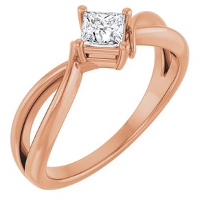 18K Rose Gold 3.75x3.75 mm Square Ring Mounting