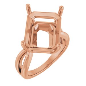 10K Rose Gold 16x12 mm Emerald Ring Mounting – image 2