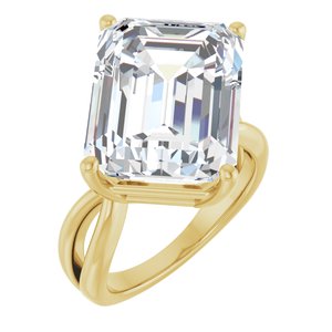 18K Yellow Gold 16x12 mm Emerald Ring Mounting