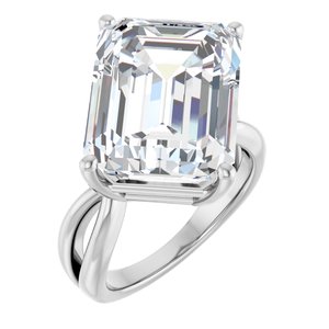 14K White Gold 16x12 mm Emerald Ring Mounting