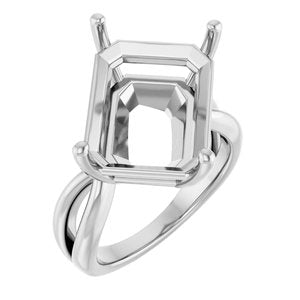 14K X1 White Gold 16x12 mm Emerald Ring Mounting – image 2