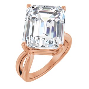 14K Rose Gold 16x12 mm Emerald Ring Mounting