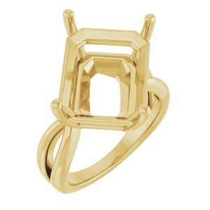 14K Yellow Gold 16x12 mm Emerald Ring Mounting – image 2