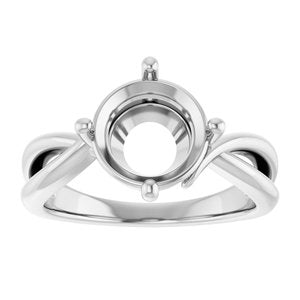 14K White Gold 9 mm Round Ring Mounting – image 6