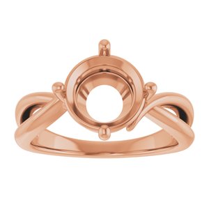 18K Rose Gold 9 mm Round Ring Mounting – image 6