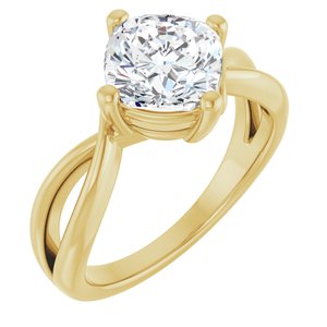 18K Yellow Gold 7.5x7.5 mm Cushion Ring Mounting