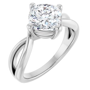10K White Gold 7.5x7.5 mm Cushion Ring Mounting
