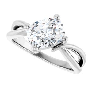 14K White Gold 8.54x6.44 mm Elongated Cushion Ring Mounting – image 8