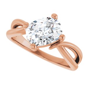 18K Rose Gold 8.54x6.44 mm Elongated Cushion Ring Mounting – image 8