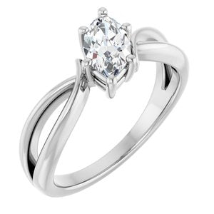 10K White Gold 8x4.5 mm Marquise Ring Mounting