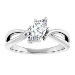 10K White Gold 8x4.5 mm Marquise Ring Mounting – image 5
