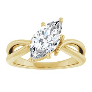 18K Yellow Gold 12x6 mm Marquise Ring Mounting – image 5