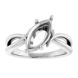 14K White Gold 12x6 mm Marquise Ring Mounting – image 6