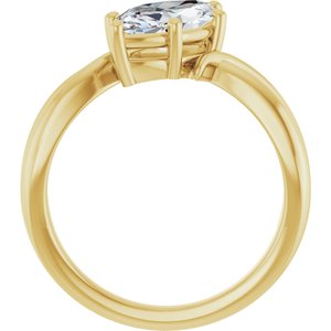 18K Yellow Gold 12x6 mm Marquise Ring Mounting – image 3