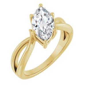 18K Yellow Gold 12x6 mm Marquise Ring Mounting