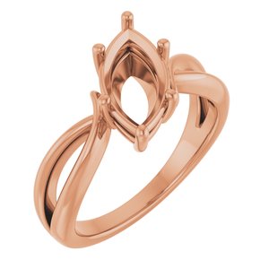 14K Rose Gold 12x6 mm Marquise Ring Mounting – image 2