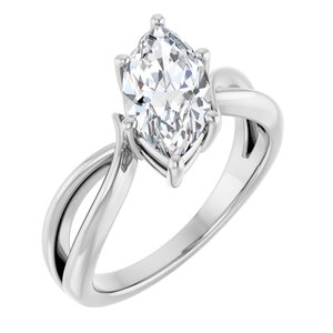 10K White Gold 12x6 mm Marquise Ring Mounting