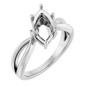 18K White Gold 12x6 mm Marquise Ring Mounting – image 2