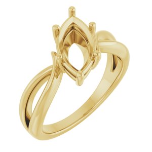 18K Yellow Gold 12x6 mm Marquise Ring Mounting – image 2