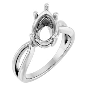 Sterling Silver 11.5x7 mm Pear Ring Mounting – image 2