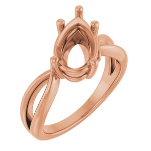14K Rose Gold 11.5x7 mm Pear Ring Mounting – image 2