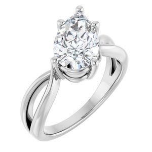14K X1 White Gold 11.5x7 mm Pear Ring Mounting