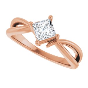 14K Rose Gold 4.5x4.5 mm Square Ring Mounting – image 8