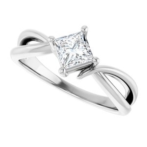 10K White Gold 4.5x4.5 mm Square Ring Mounting – image 8