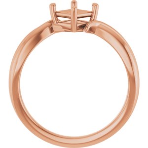 18K Rose Gold 4.5x4.5 mm Square Ring Mounting – image 4