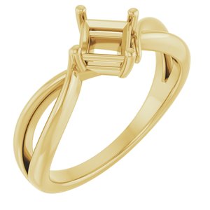 18K Yellow Gold 4.5x4.5 mm Square Ring Mounting – image 2