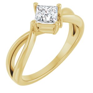 18K Yellow Gold 4.5x4.5 mm Square Ring Mounting