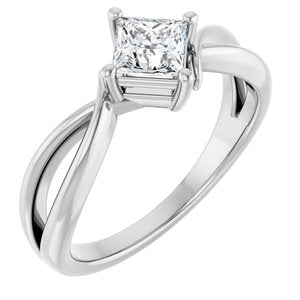 Continuum Sterling Silver 4.5x4.5 mm Square Ring Mounting