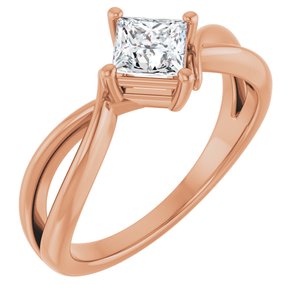 10K Rose Gold 4.5x4.5 mm Square Ring Mounting