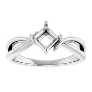 14K X1 White Gold 4.5x4.5 mm Square Ring Mounting – image 6