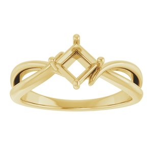 18K Yellow Gold 4.5x4.5 mm Square Ring Mounting – image 6