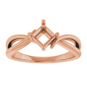 18K Rose Gold 4.5x4.5 mm Square Ring Mounting – image 6