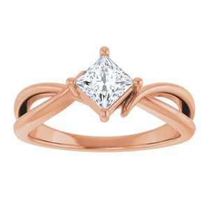 14K Rose Gold 4.5x4.5 mm Square Ring Mounting – image 5