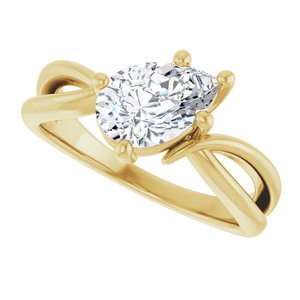 10K Yellow Gold 9x6 mm Pear Ring Mounting – image 8