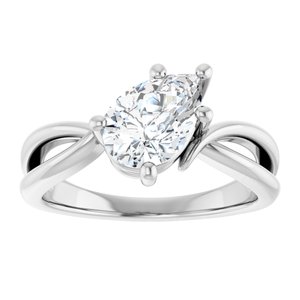 14K X1 White Gold 9x6 mm Pear Ring Mounting – image 5