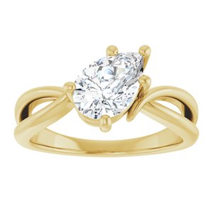 10K Yellow Gold 9x6 mm Pear Ring Mounting – image 5